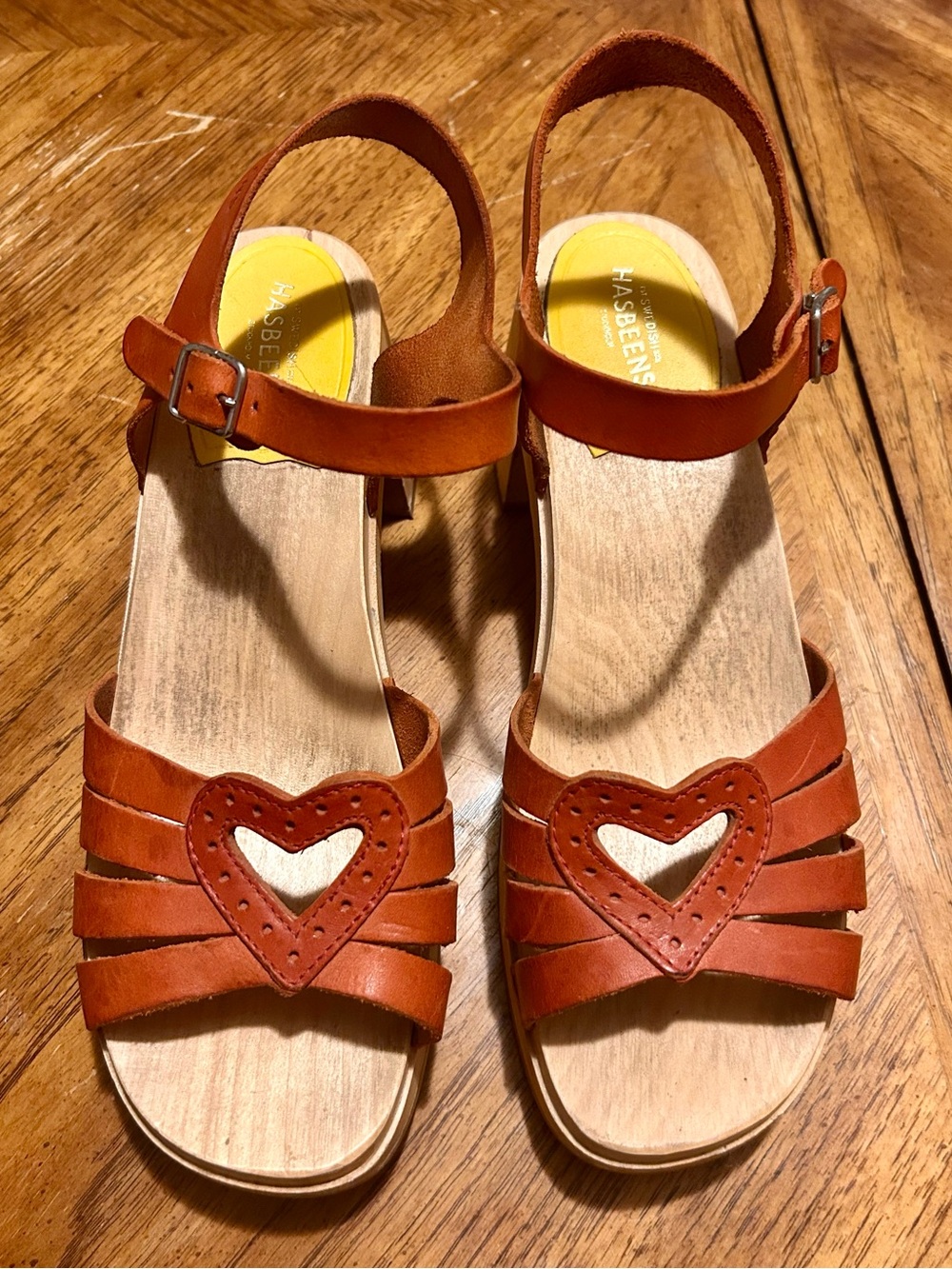 Swedish Hasbeens Women’s Heart Medallion Sandals in Red